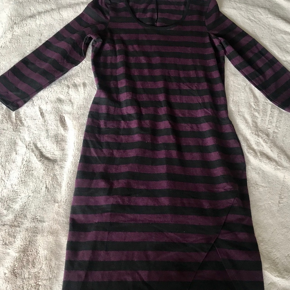 Express 3/4 Sleeve Striped Dress